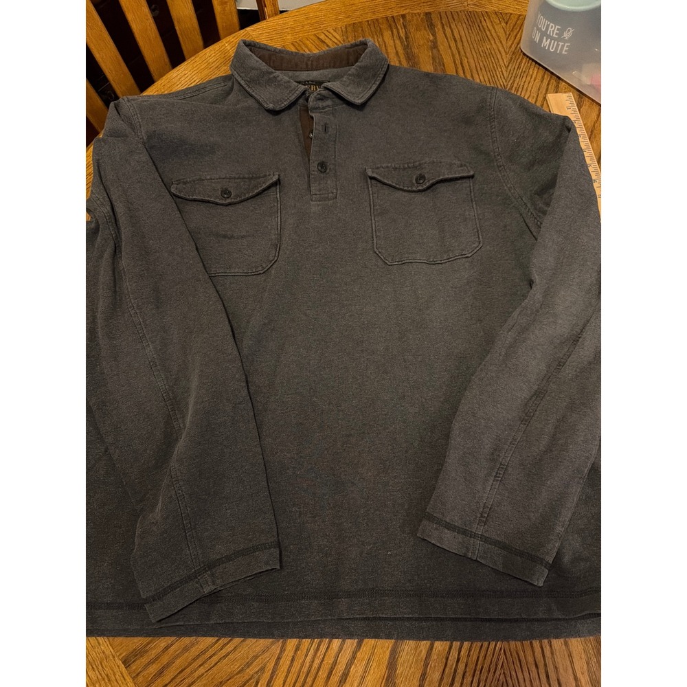 Jos A Bank Reserve Mens XXL Gray Long Sleeve Tailored Fit Polo Utility Shirt